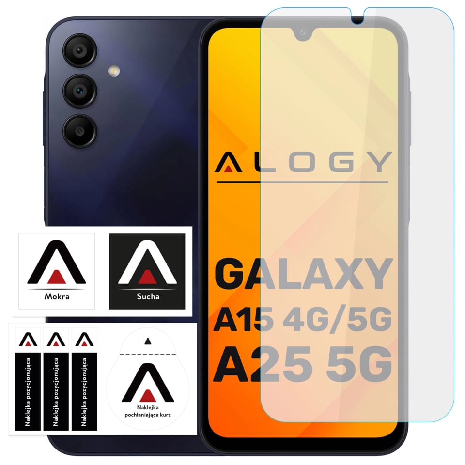 Szkło hartowane do Samsung Galaxy A25 5G / A15 4G / 5G ochronne szkiełko na ekran 9H Alogy Pro+