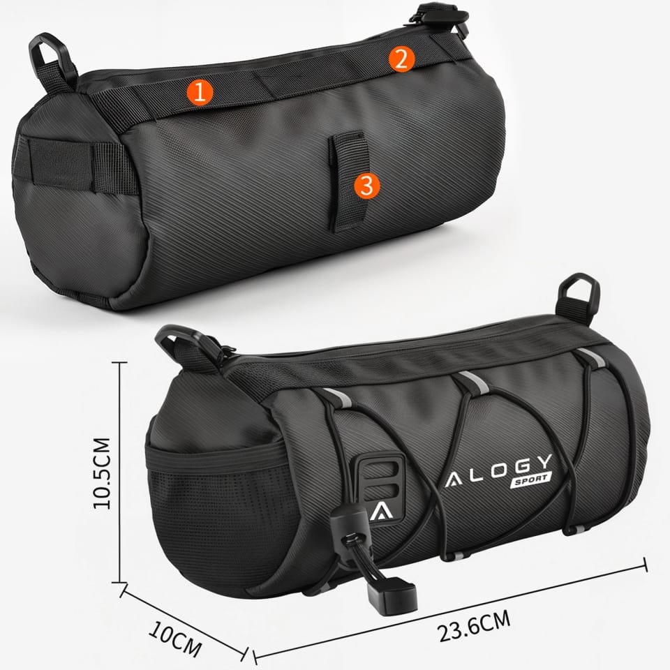 Torba rowerowa sakwa 2.5L uchwyt na rower kierownicę ramę saszetka etui pokrowiec 23.6x10.5x10cm (S) Alogy Sport czarna