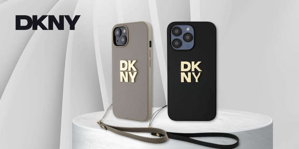 Oryginalne Etui APPLE IPHONE 15 PRO MAX DKNY Hardcase Wrist Strap Stock Logo (DKHCP15XPBSWSK) czarne