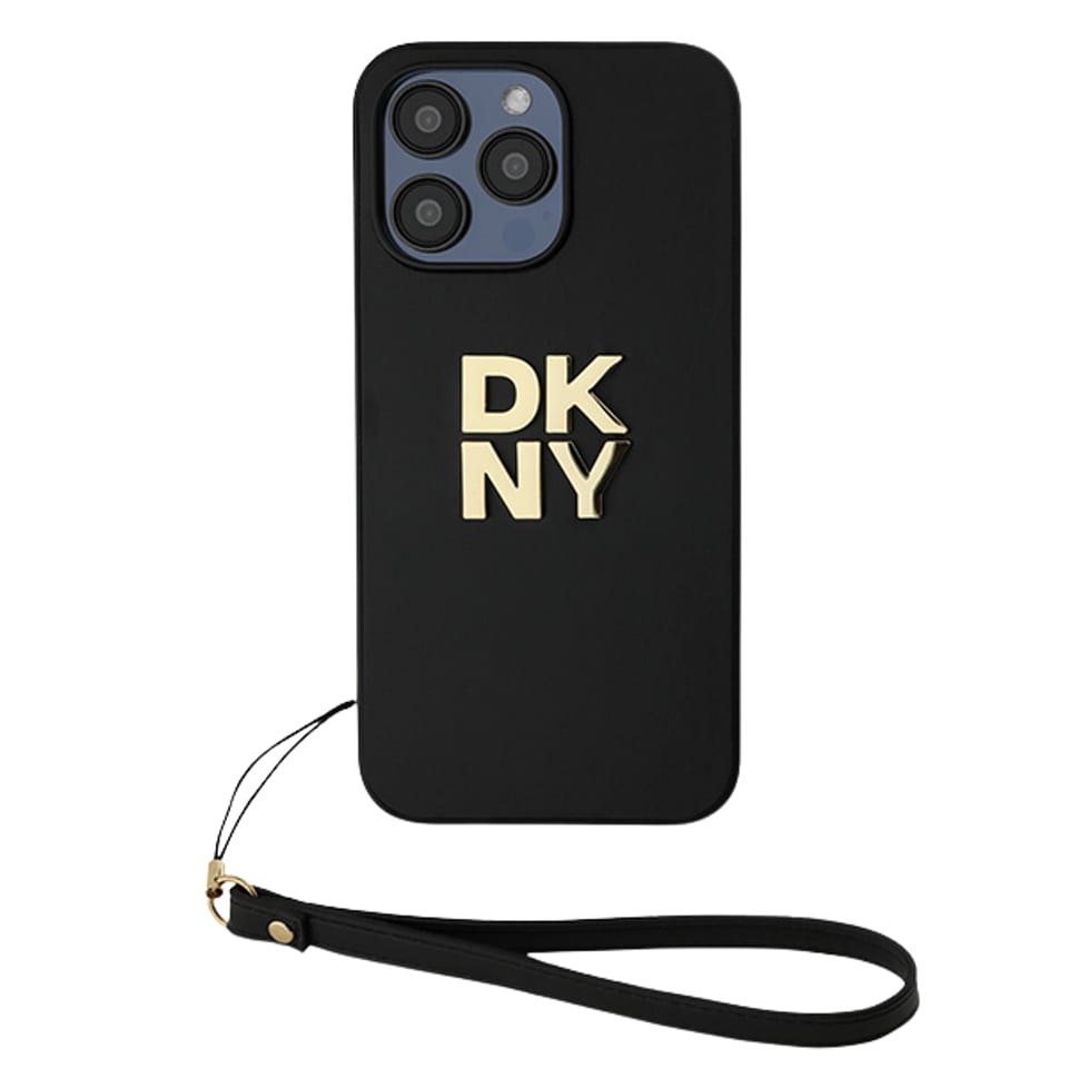 Oryginalne Etui IPHONE 14 PRO DKNY Hardcase Wrist Strap Stock Logo (DKHCP14LPBSWSK) czarne