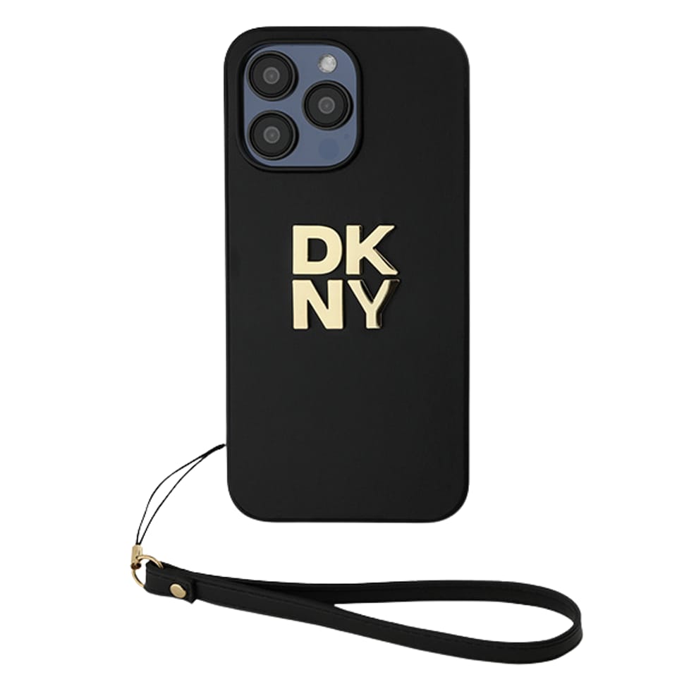 Oryginalne Etui APPLE IPHONE 15 PRO MAX DKNY Hardcase Wrist Strap Stock Logo (DKHCP15XPBSWSK) czarne