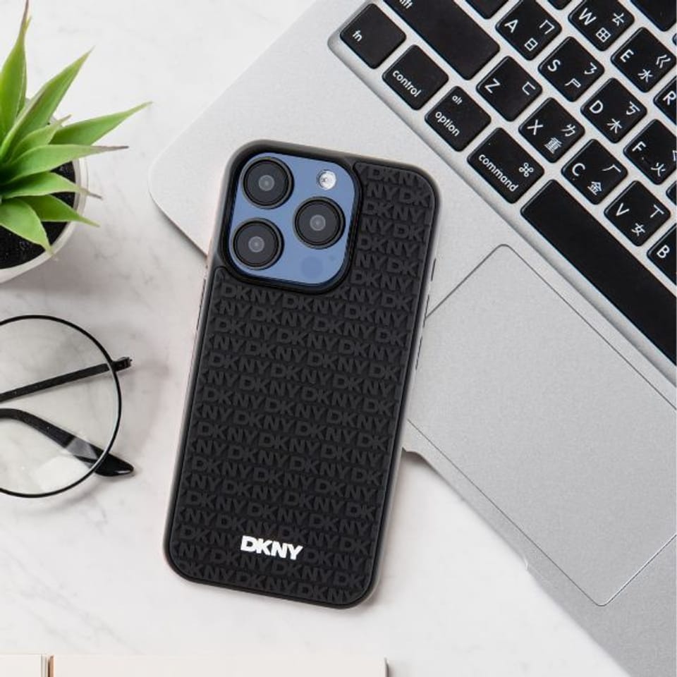 Oryginalne Etui APPLE IPHONE 15 PLUS DKNY Hardcase 3D Rubber Repeat Pattern (DKHCP15M3DRPWK) czarne