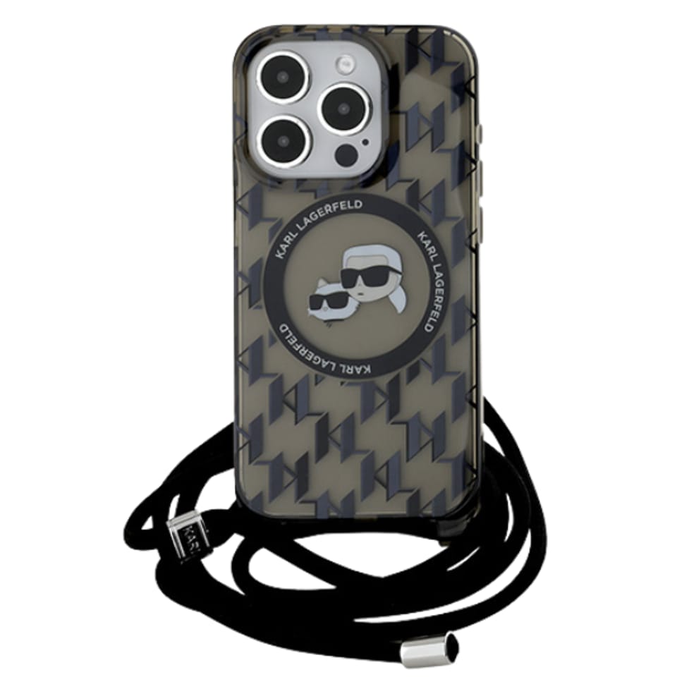 Karl Lagerfeld KLHMP15LHCKCKLCK iPhone 15 Pro 6.1" czarny/black hardcase IML Crossbody Monogram Karl & Choupette Head MagSafe