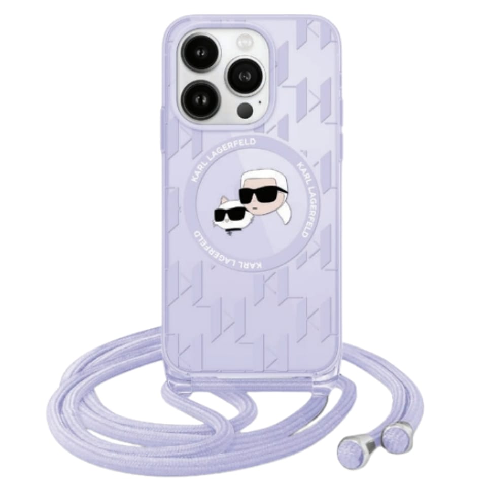 Karl Lagerfeld KLHMP15LHCKCKLCU iPhone 15 Pro 6.1" fioletowy/purple hardcase IML Crossbody Monogram Karl & Choupette Head MagSafe
