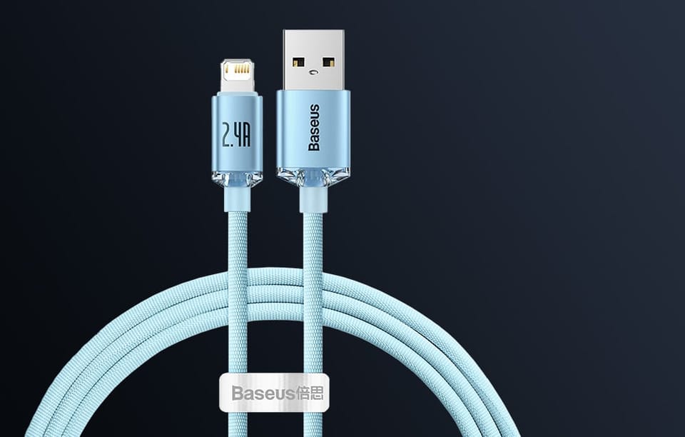 Kabel USB do iP Baseus Crystal Shine, 2.4A, 1.2m (niebieski)