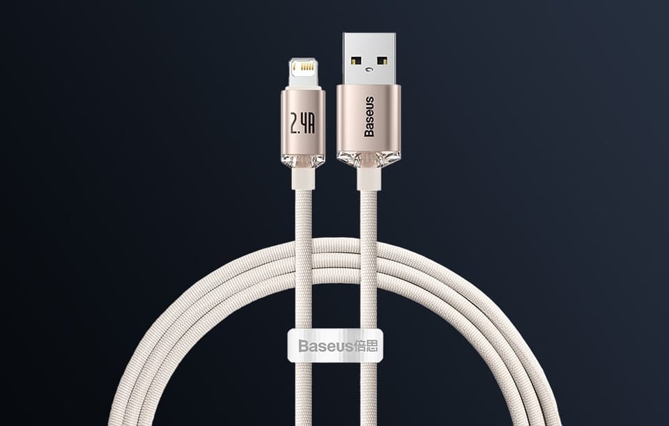 Kabel USB do iP Baseus Crystal Shine, 2.4A, 1.2m (różowy)