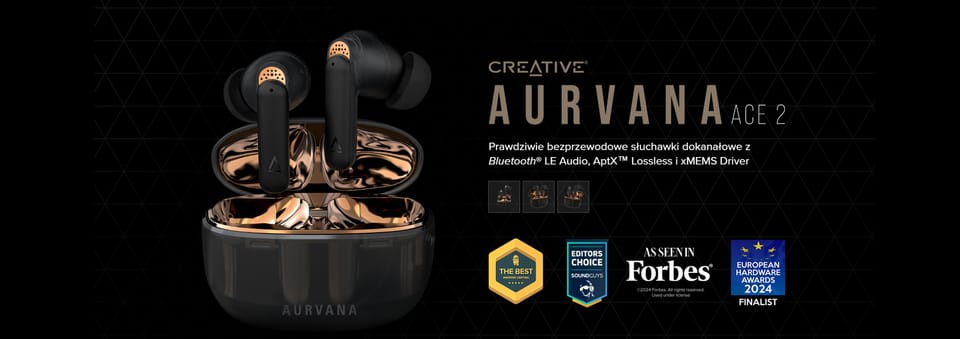 Creative Słuchawki bezprzewodowe Aurvana ACE 2 czarny/black Bluetooth 5.3 ANC