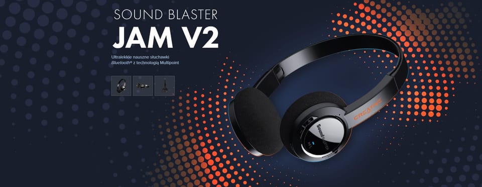 Creative Słuchawki bezprzewodowe JAM V2Sound Blaster czarny/black Bluetooth 5.0