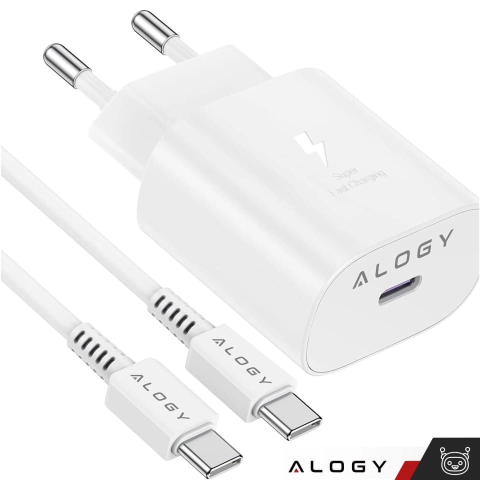 Ładowarka sieciowa USB-C typ C PD Premium szybka 45W 3A + Kabel Type-C 1M Alogy Biała