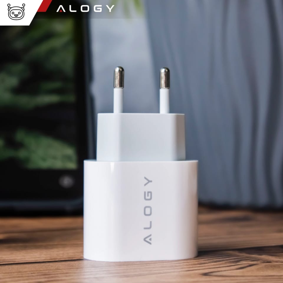 Ładowarka sieciowa szybka mocna 35W USB-C USB typ C PD GaN do iPhone Alogy Biała