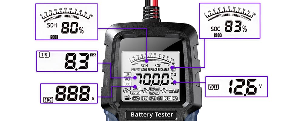 Qoltec Cyfrowy tester akumulatora z wyświetlaczem LCD | 12V | 24V | 3Ah-400Ah