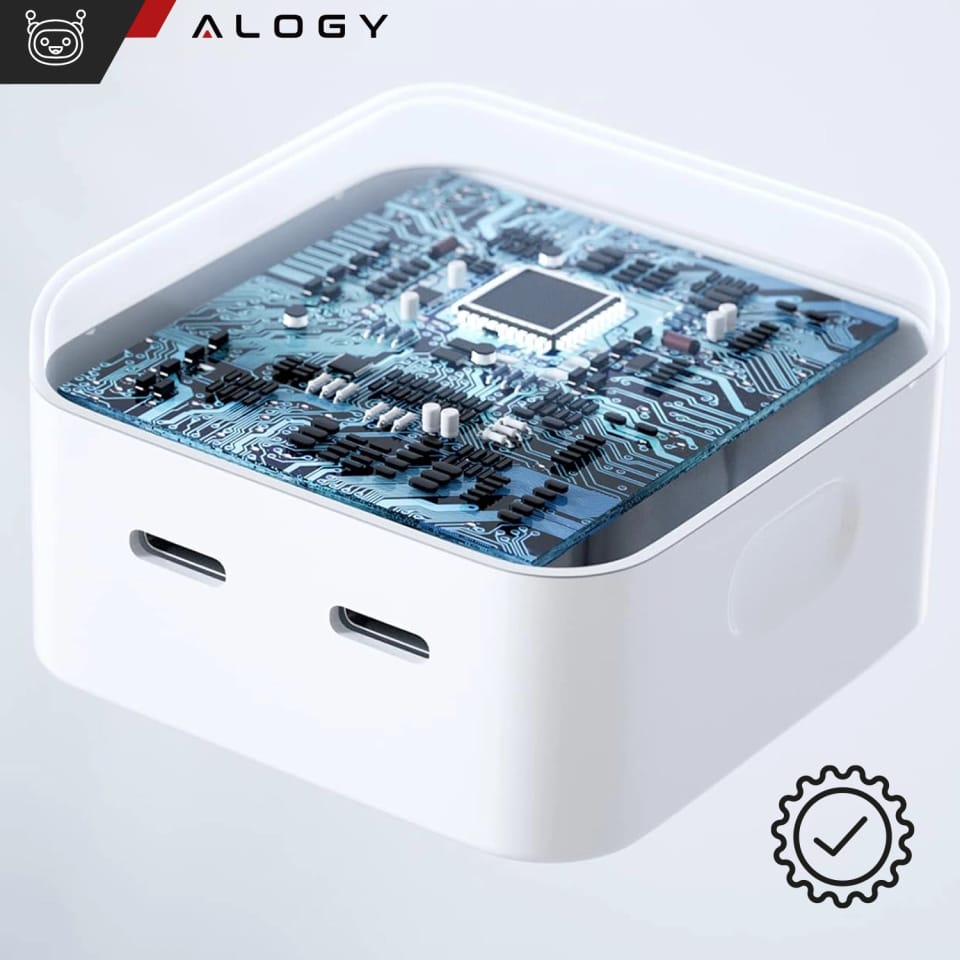 Ładowarka sieciowa szybka 35W 2x USB-C USB typ C PD do iPhone Alogy 2-portowa kostka Biała