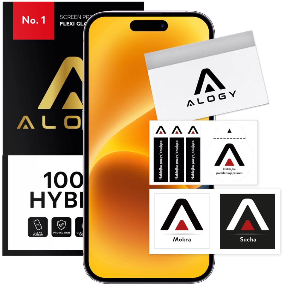 Szkło hybrydowe do Apple iPhone 14 Pro na ekran Alogy Flexi Glass 9H Case Friendly płaskie na ekran