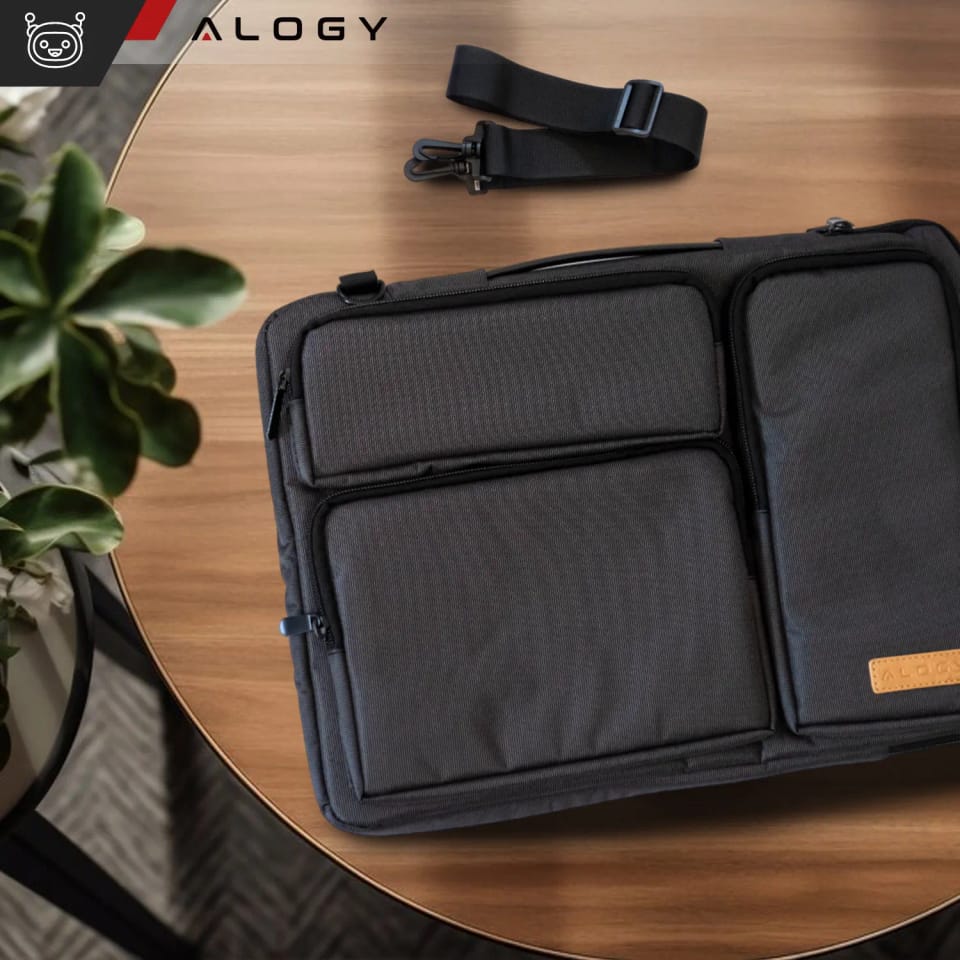 Torba Etui pokrowiec na MacBooka Air/Pro, laptopa, tablet 15.6" Alogy z paskiem na ramię Czarna