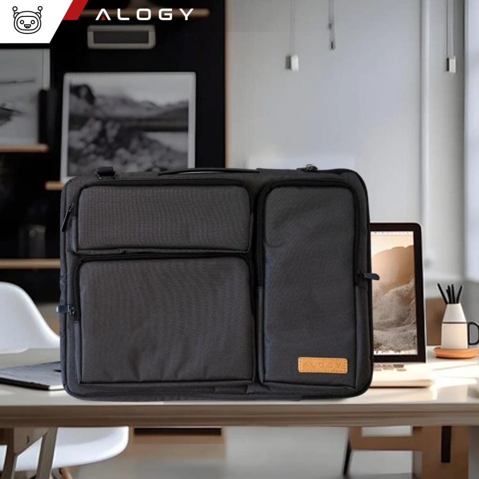 Torba Etui pokrowiec na MacBooka Air/Pro, laptopa, tablet 15.6" Alogy z paskiem na ramię Czarna