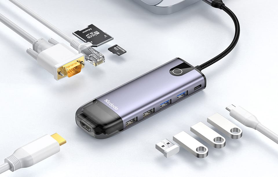 Hub USB-C Mcdodo HU-7420 10w1 (USB-C, HDMI, VGA, USB3.0*2, USB3.0*2, SD, TF)