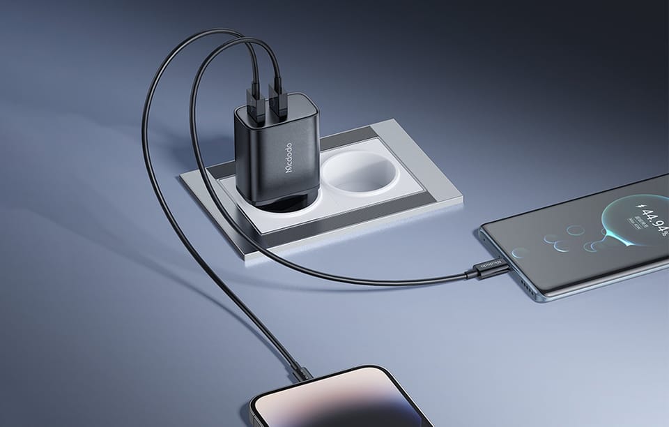 Ładowarka sieciowa Mcdodo CH-5072 USB-A*2, 12W + kabel USB-A do USB-C (czarna)