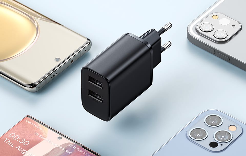 Ładowarka sieciowa Mcdodo CH-5072 USB-A*2, 12W + kabel USB-A do USB-C (czarna)