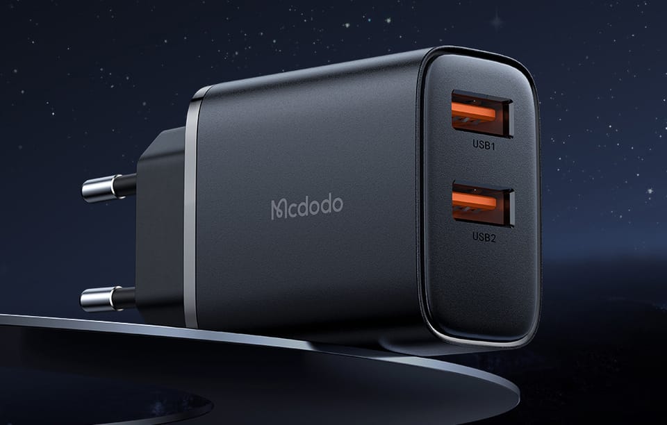 Ładowarka sieciowa Mcdodo CH-5072 USB-A*2, 12W + kabel USB-A do USB-C (czarna)