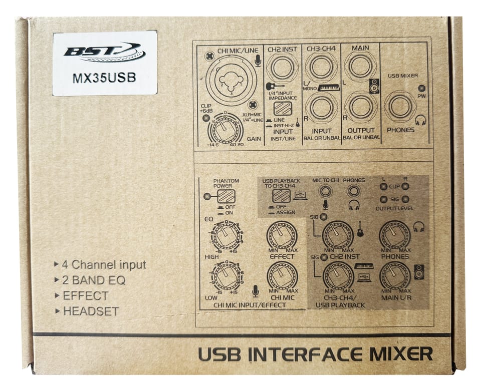 Mikser 4 kanałowy z USB BST MX35USB