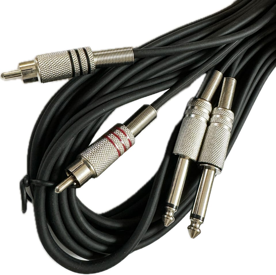 Kabel audio 2x Jack 6,35 na RCA (5 m)