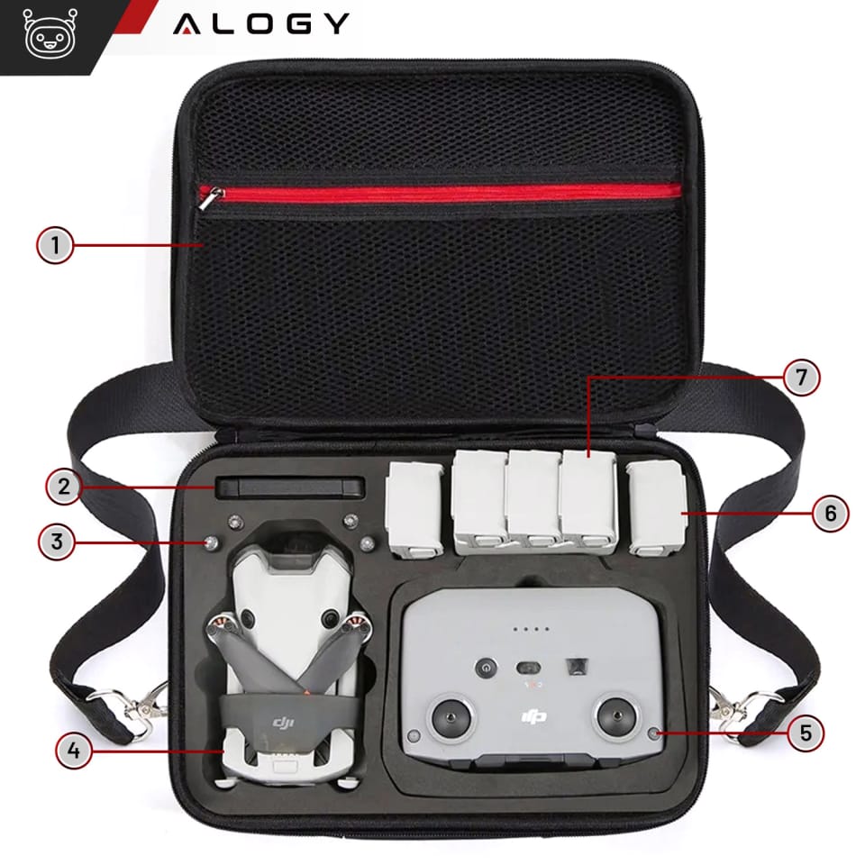 Pokrowiec sztywny kuferek walizka etui do drona DJI Mini 4 Pro / DJI Mini 3 Pro / Mini 3 twarde z paskiem Hard Case Alogy Czarny