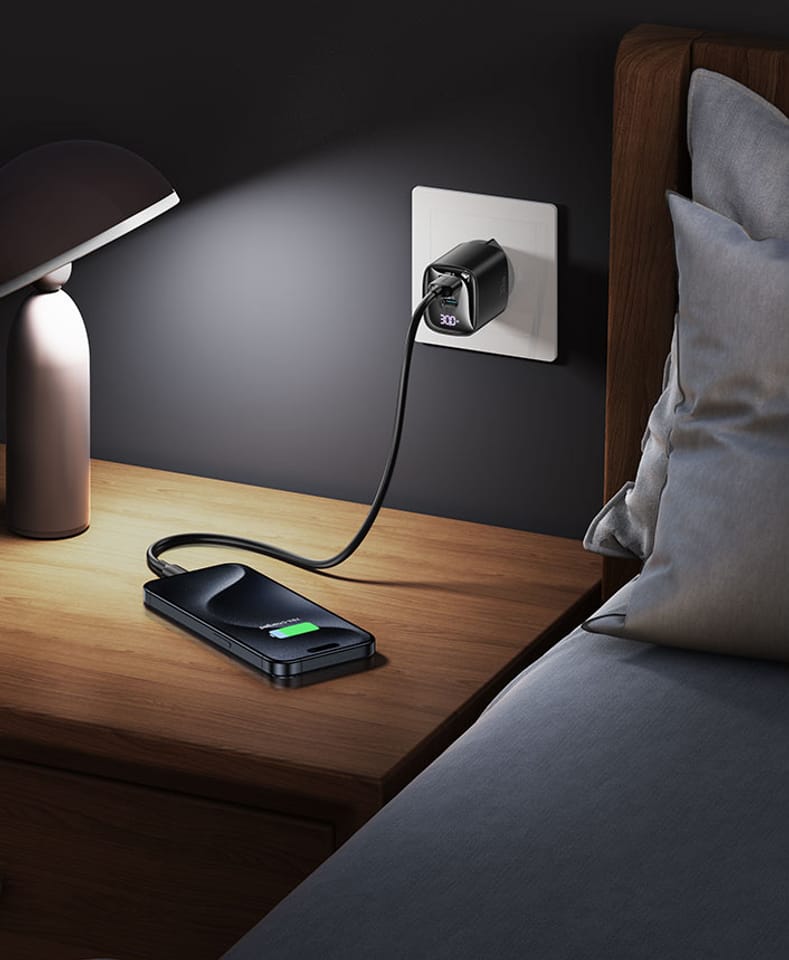 USAMS Ład. siec. CC229 30W GaN USB-C/USB-A Fast Charging XC Series biały/white CC229TC02