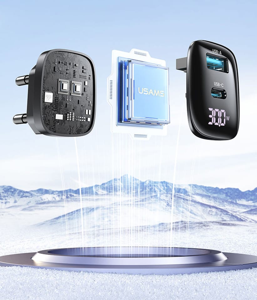 USAMS Ład. siec. CC229 30W GaN USB-C/USB-A Fast Charging XC Series biały/white CC229TC02