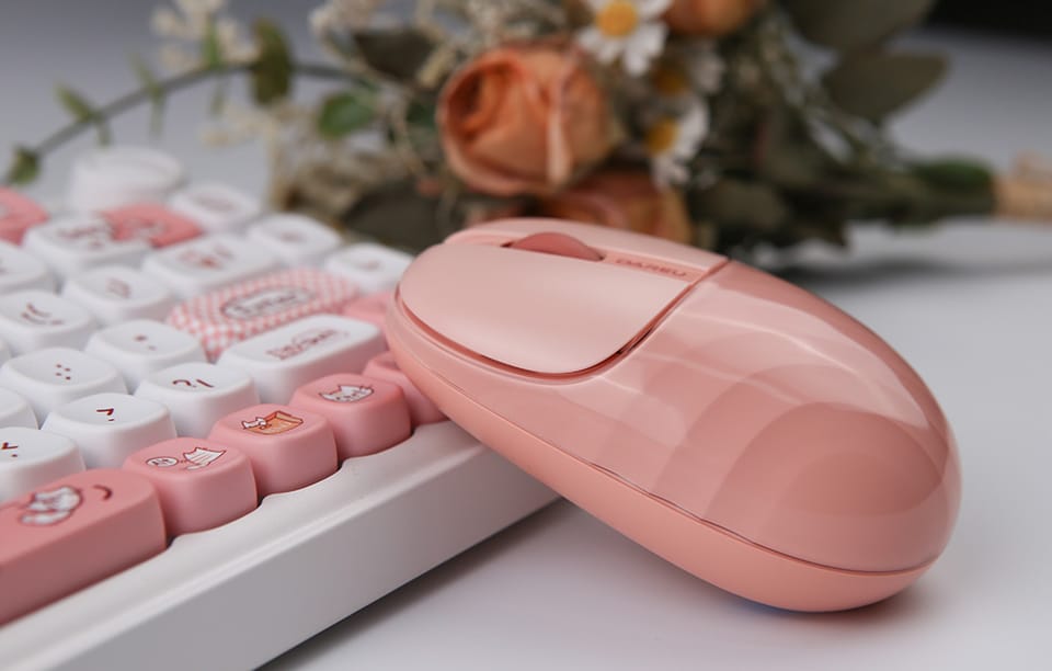 Bezprzewodowa Mysz Dareu LM135D 1200 DPI 2.4G + Bluetooth Różowa