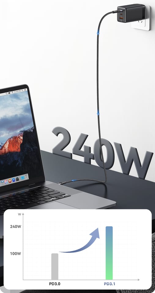 USAMS Kabel pleciony 240W USB-C/USB-C1.2m SY Series tarnish SJ727USB01