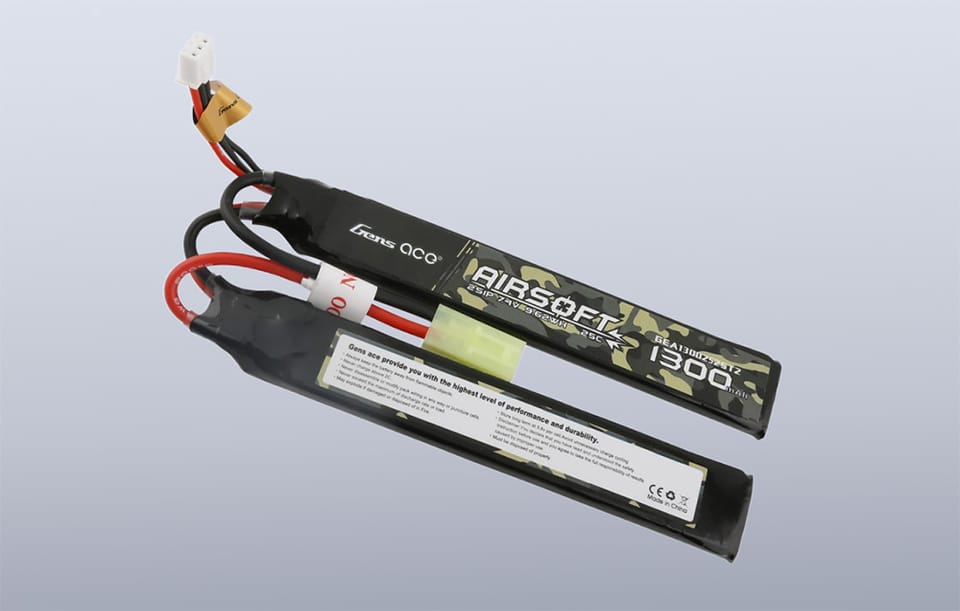 Akumulator Gens ace 25C 1300mAh 2S1P 7.4V Saddle Airsoft Gun Lipo z konektorem mini Tamiya