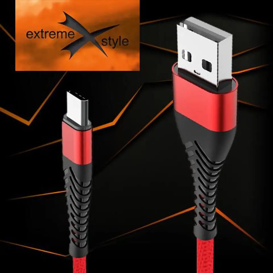 Kabel USB Typ-C z oplotem Spider (1.5 m, czerwony)