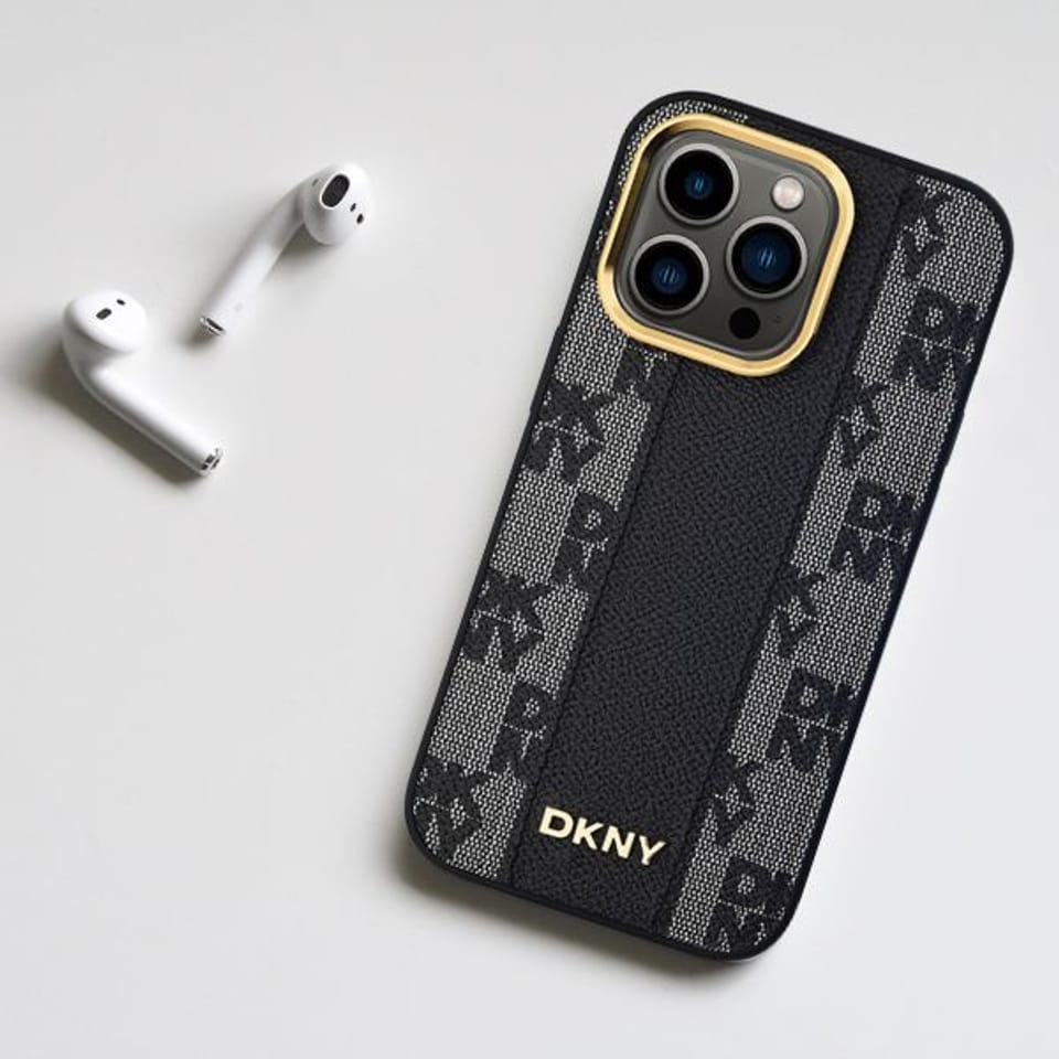 DKNY DKHMP15MPCPVSLE iPhone 15 Plus 6.7" beżowy/beige hardcase Leather Checkered Mono Pattern MagSafe