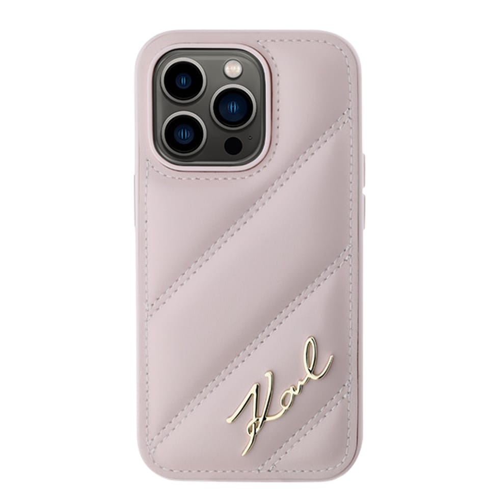 Karl Lagerfeld KLHCP15SPQDSMGP iPhone 15 / 14 / 13 6.1" różowy/pink hardcase Diagonal Quilted Script