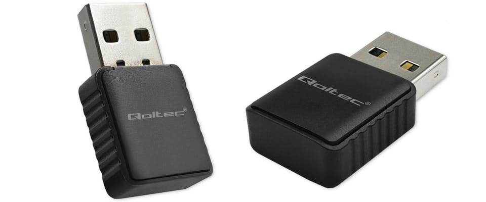 Qoltec Bezprzewodowy Ultra szybki DUAL mini WiFi adapter 2 x 2dBi | Standard AC | USB 3.0 | 1300Mbps