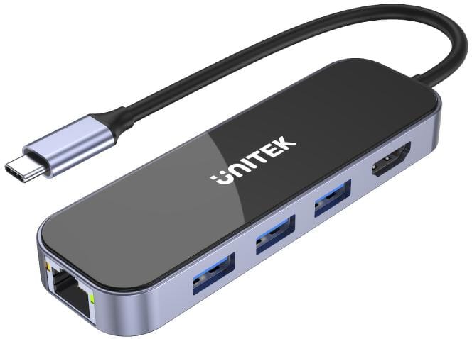 UNITEK HUB USB-C 3.1, RJ-45,3XUSB-A,HDMI,4K,PD100W