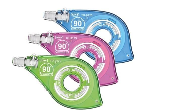 Korektor w taśmie 12m x 5mm z przekręcaną końcówką. boczna i pionowa TO-0125 TOMA