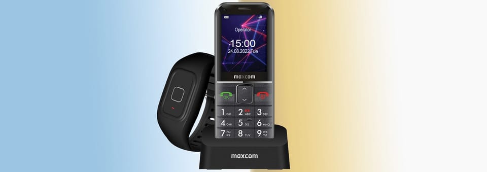 Maxcom Comfort MM735 ze stacją ładującą+ opaska SOS czarny/black