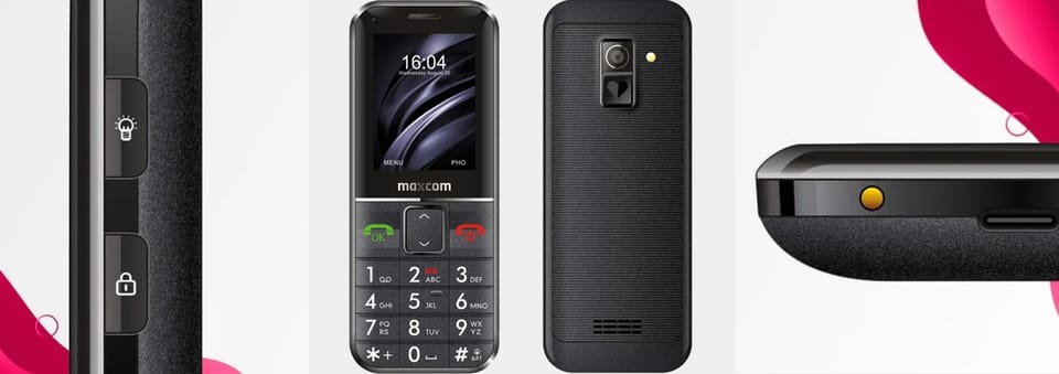 Maxcom Comfort MM735 ze stacją ładującą+ opaska SOS czarny/black