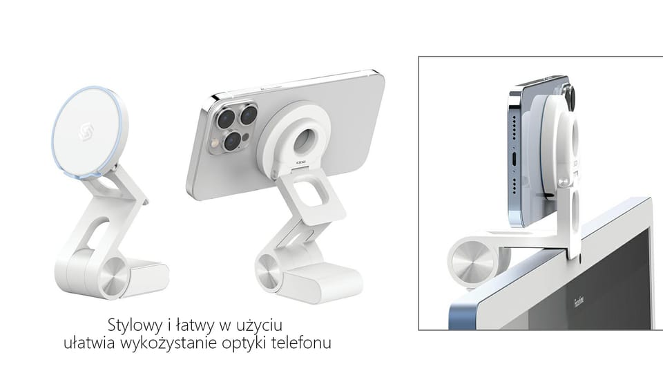 SODI Wielofunkcyjny uchwyt indukcyjny 3w1 do iMaca BM-330 biały/white MagSafe