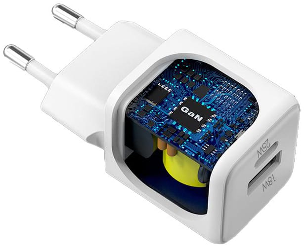 Ładowarka sieciowa USB Typ-C + USB GaN evo (25 W)