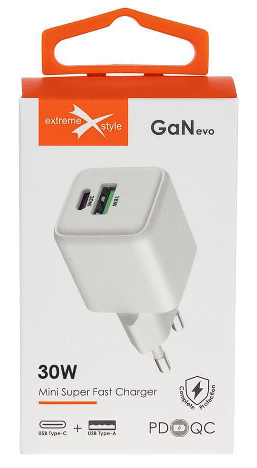 Ładowarka sieciowa USB Typ-C + USB GaN evo (30 W)