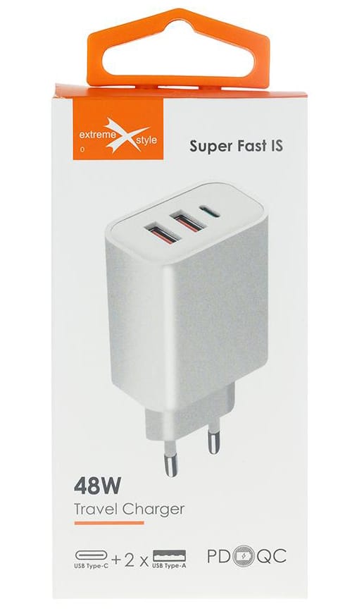 Ładowarka sieciowa USB Typ-C + 2 USB PD 48W