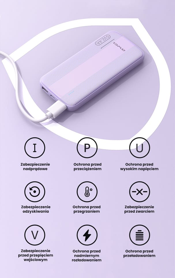 AWEI PowerBank P20K 10000mAhczarny/black