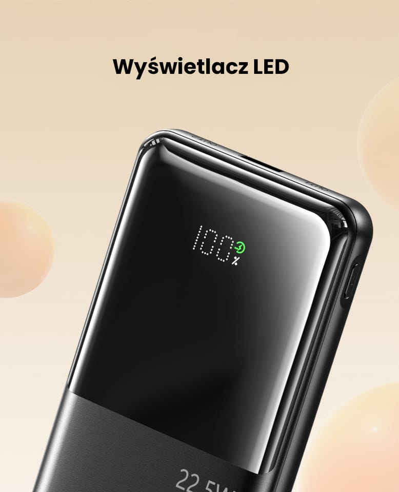 AWEI PowerBank P76K 10000mAh 22.5W czarny/black Digital Display