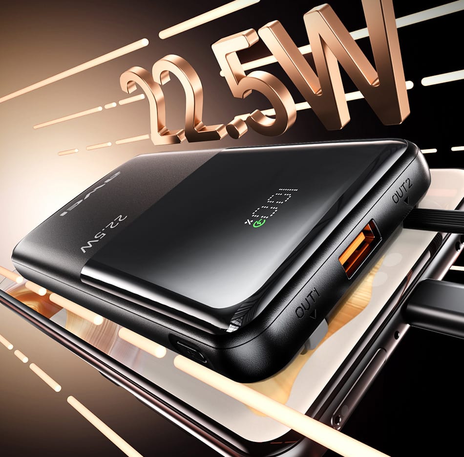 AWEI PowerBank P76K 10000mAh 22.5W czarny/black Digital Display