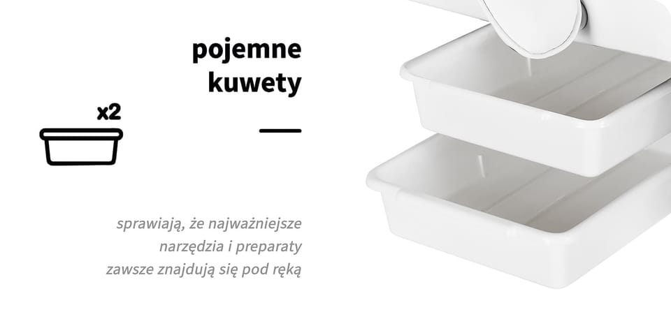 Fotel kosmetyczny Basic 202 z kuwetami biały