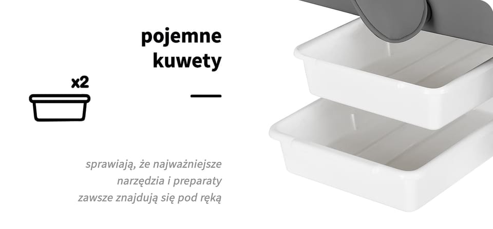 Fotel kosmetyczny Basic 202 z kuwetami szary