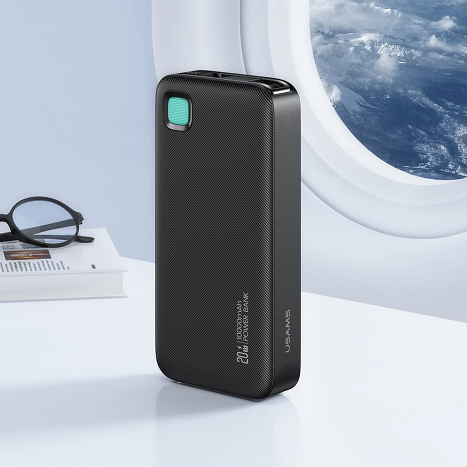 USAMS Powerbank ze zwijanym kablem USB-C Retractable 10000 mAh PD 20W Fast Charge XY Series biały/white 10KCD22402 (US-CD224)