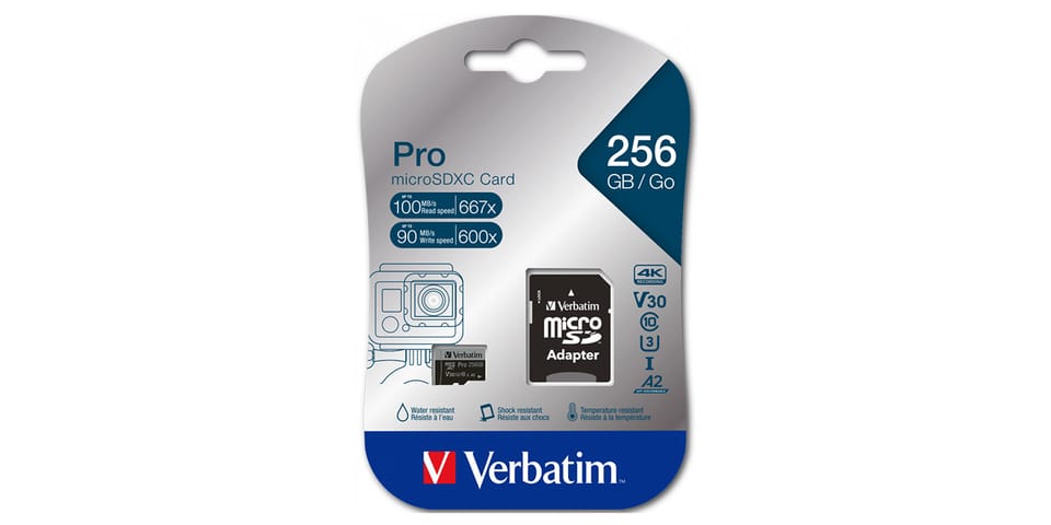 Verbatim Karta microSD 256GB + adapter Pro U3 czarny/black 47045